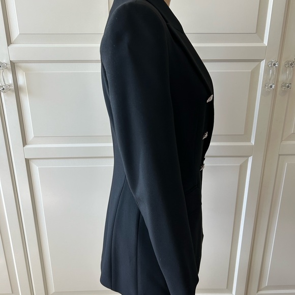 Zara Chic Black Double-Breasted Blazer with Rhinestone Buttons Size S NWT - Picture 6 of 11